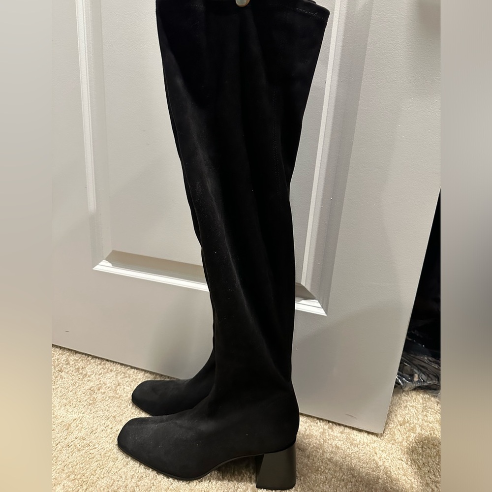 Zara Black Heeled Over the Knee Boots